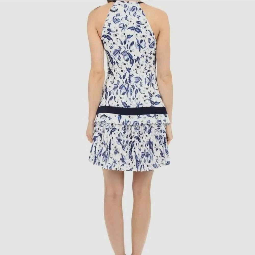 Shoshanna White and Navy Blue Floral Halter Mini Dress - Picture 3 of 14